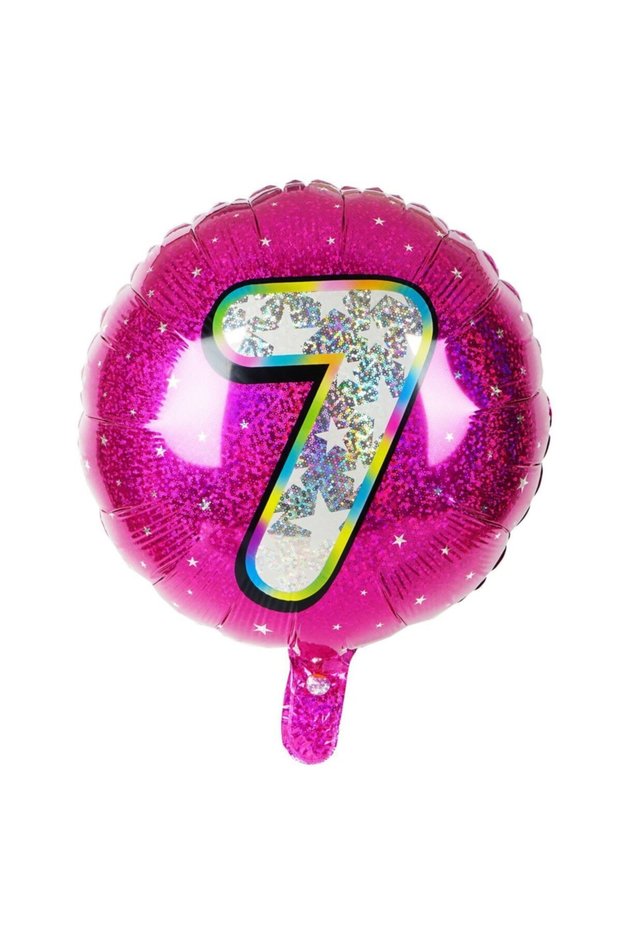Foil Round Number Balloon Fuchsia 7