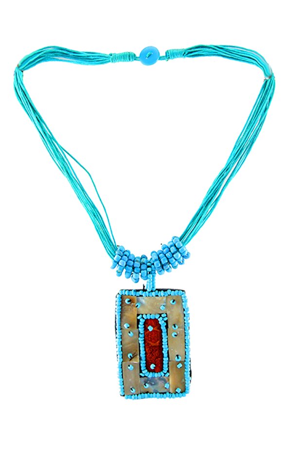 Moulin Mother of Pearl Carpet Pattern Beaded Necklace