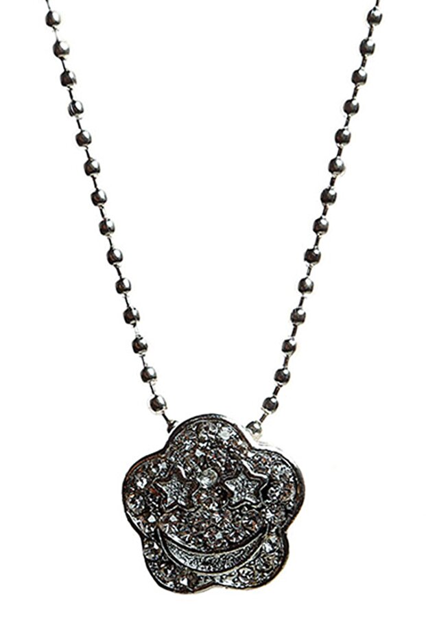 Women's Gray Moon Star Stone Necklace