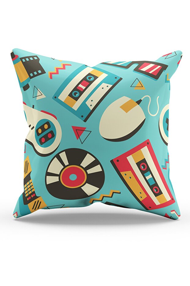 Double Sided Printed 90's-2 Patterned Suede Throw Pillow Cover