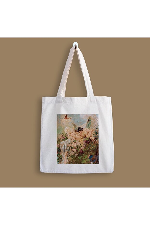 Peri Baskılı Bez Çanta - 1