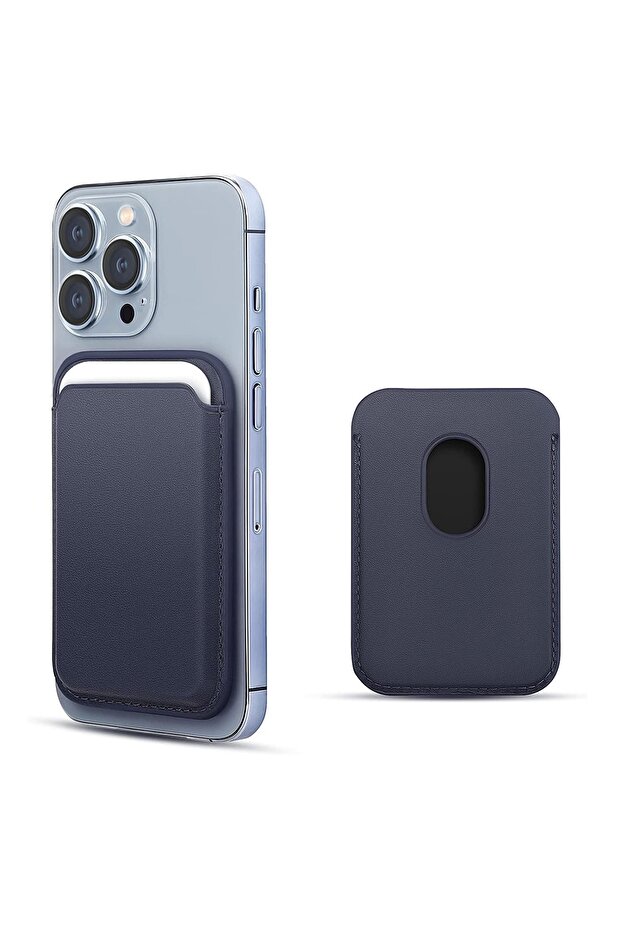Apple Iphone 14 Pro Max Leather Wallet Magsafe Lacivert - 1