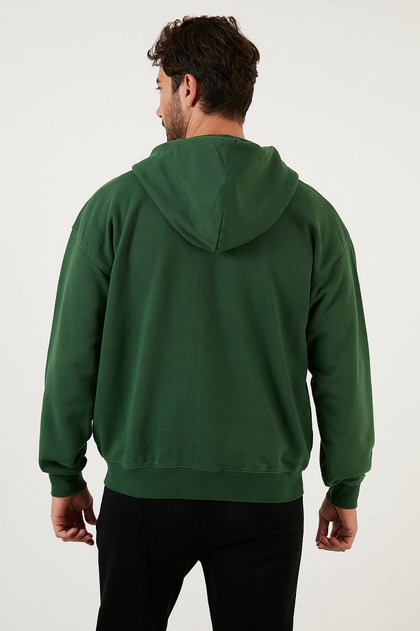 Pamuklu Relaxed Fit Fermuarlı Kapüşonlu Sweat Erkek Sweat A3768 - 5
