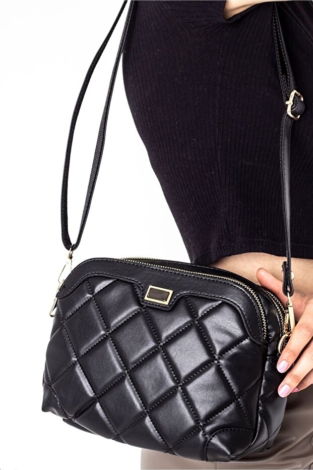 Kapitone Çapraz Askılı Çanta - 1