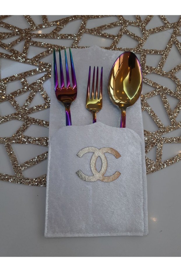 2 Pieces/cutlery/velvet/leather Embroidered/leather back/22,5cmx11cm