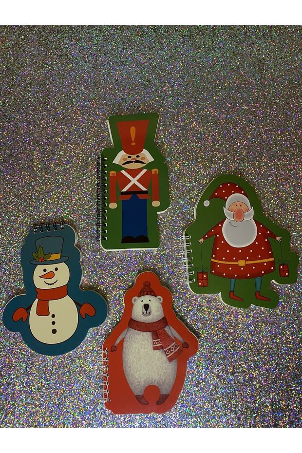 New Year's Pattern Mini Shaped Notebook Set of 4 - 1