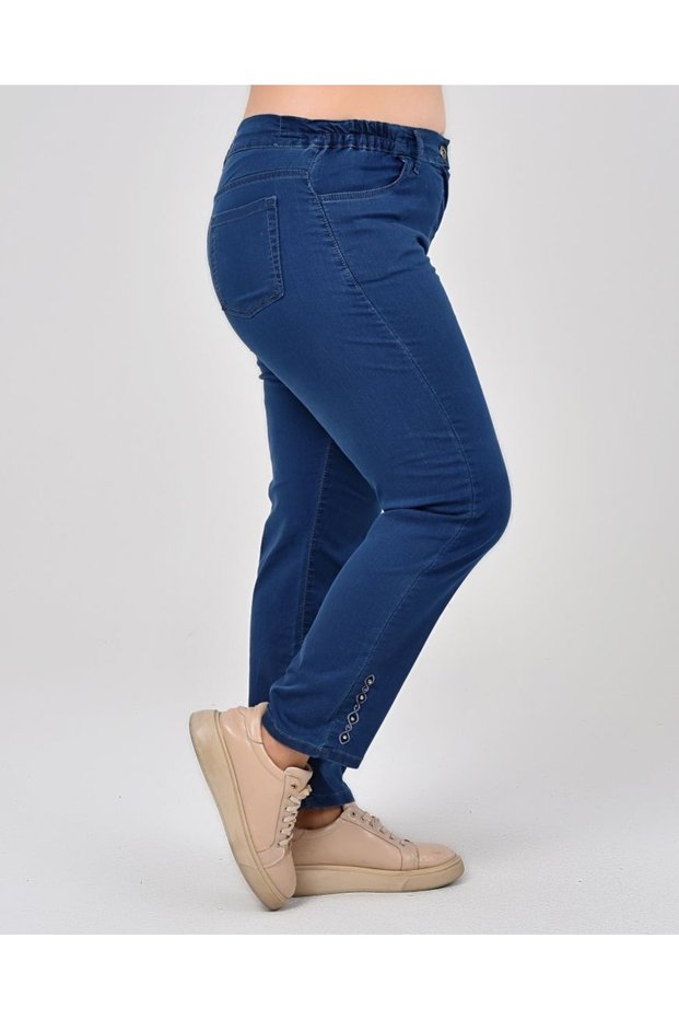 Large Size High Waist Embroidered Lycra Ankle Length Designed New Season Light Blue Jeans