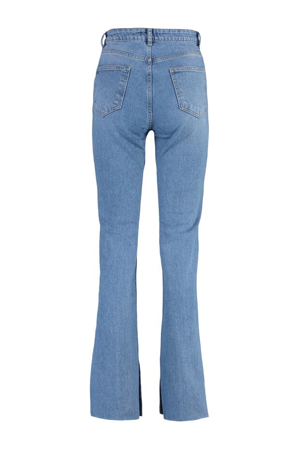 Lacivert Yırtmaçlı Yüksek Bel Comfort/Esnek Flare İspanyol Paça Jeans TWOAW22JE0382 - 18