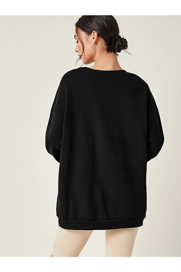 Kadın Basic Oversize Swetshirt - 2