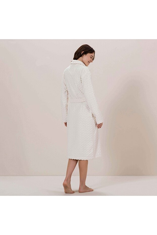 Zigzag Kadın Bornoz Ekru - 4