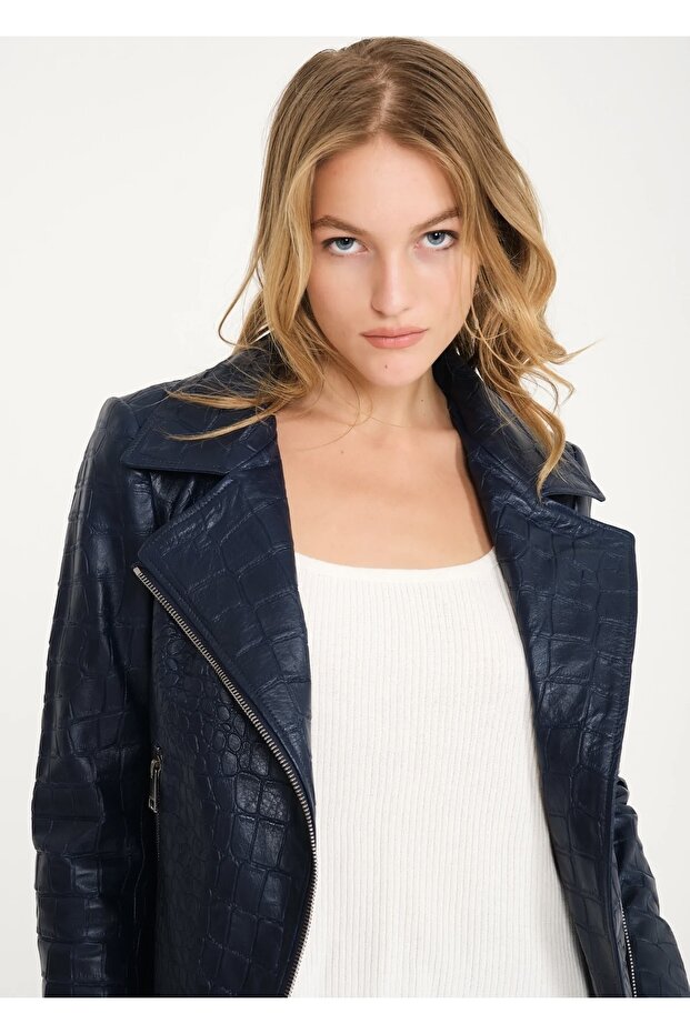 Lacivert Deri Ceket - 6