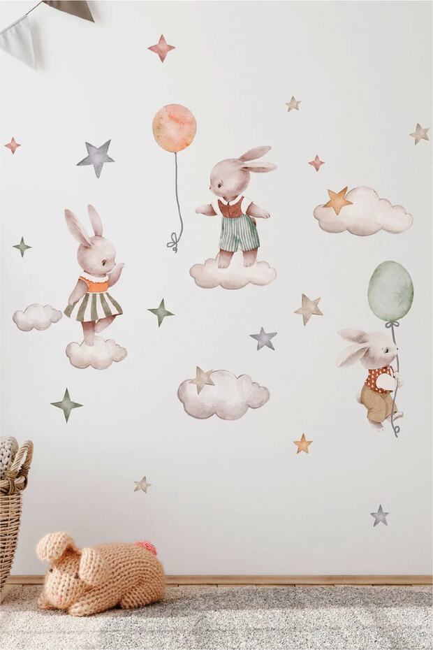 ملصق حائط لغرفة الأطفال من Imagination World-Rabbits