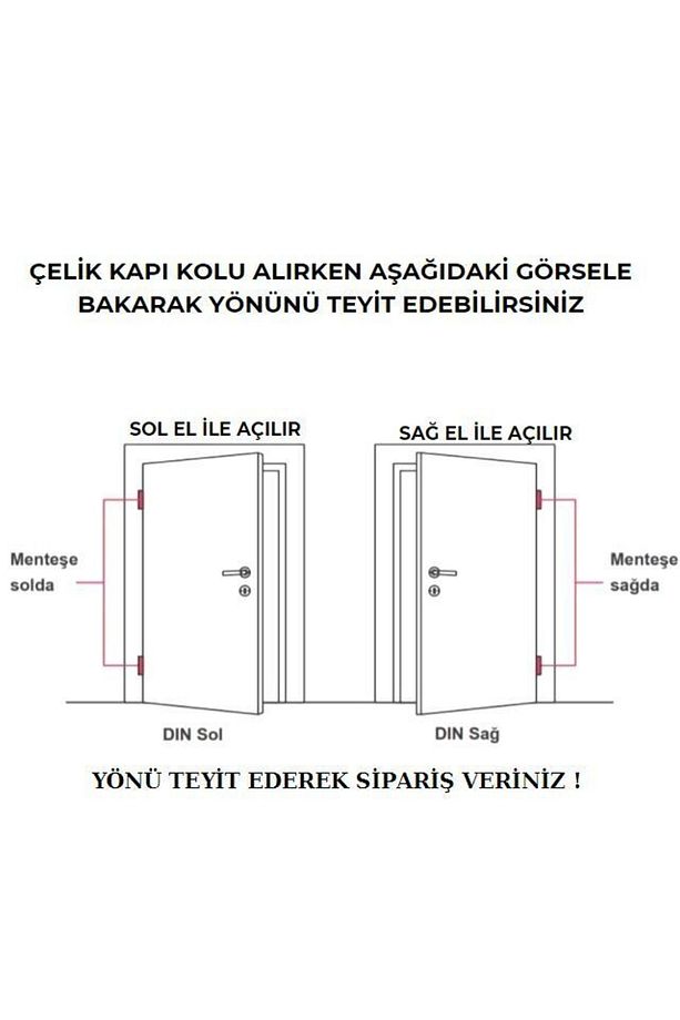 Osmanlı Çelik Kapı Kolu Osmanlı Aynalı Yale Daire Giriş Kapı Kolu Sol El Ile Açılır Tek Yön 1 Adet - 3