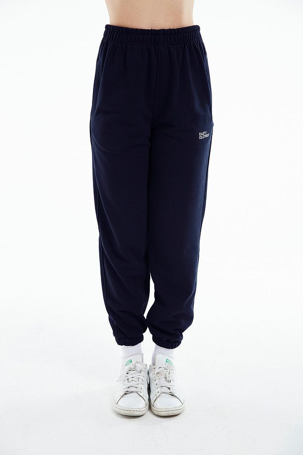 Eazy Unisex Basic Lastikli Premium Lacivert Eşofman Altı - 1