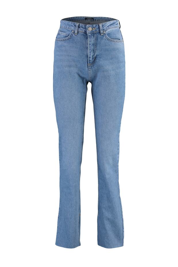 Lacivert Yırtmaçlı Yüksek Bel Comfort/Esnek Flare İspanyol Paça Jeans TWOAW22JE0382 - 16