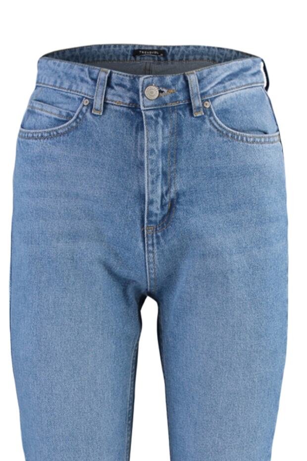 Lacivert Yırtmaçlı Yüksek Bel Comfort/Esnek Flare İspanyol Paça Jeans TWOAW22JE0382 - 17