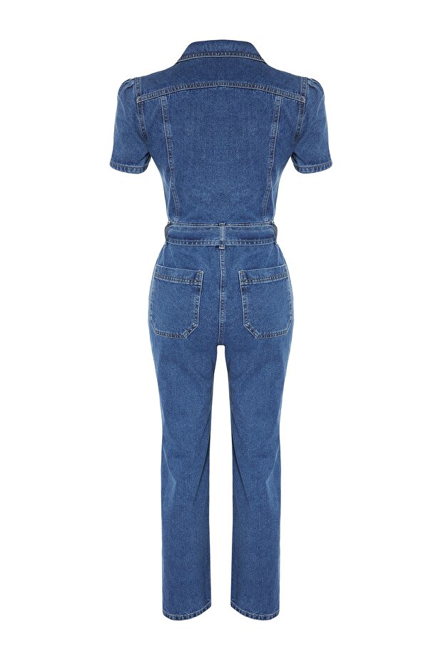 Niebieski dżinsowy kombinezon z paskiem TWOSS20TU0156 - 12