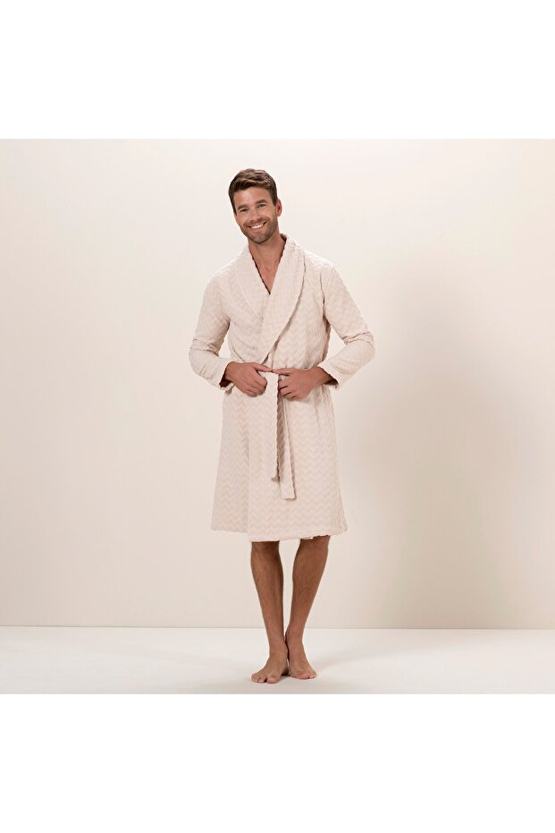 Zigzag Erkek Bornoz Bej - 1