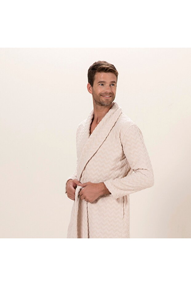 Zigzag Erkek Bornoz Bej - 2
