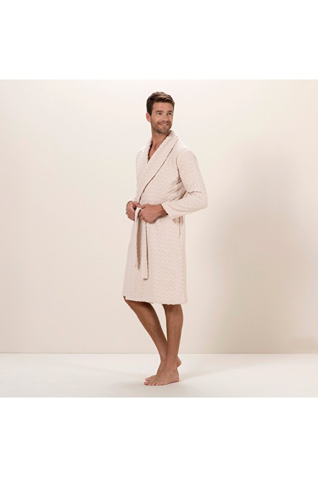Zigzag Erkek Bornoz Bej - 3