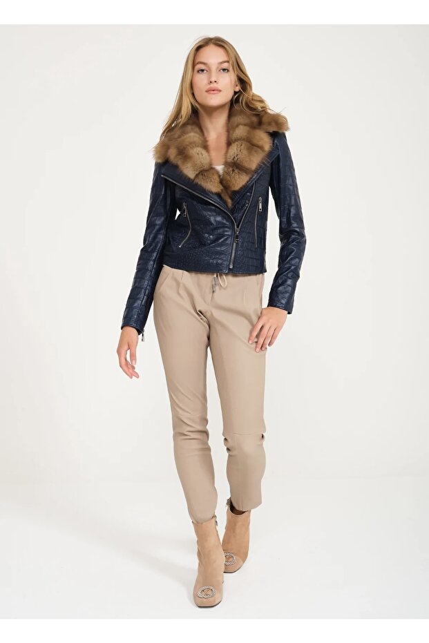 Lacivert Deri Ceket - 3