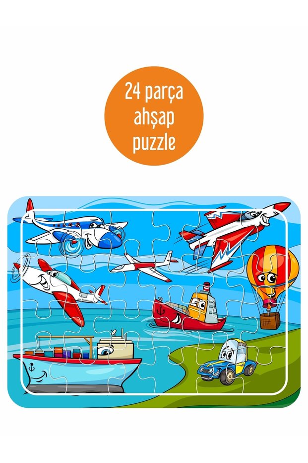 Sevimli Taşıtlar 24 Parça Ahşap Puzzle