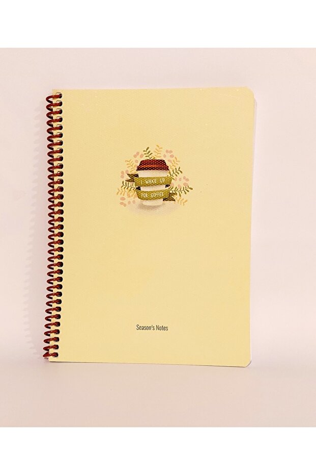 80 Pages Unlined Ring Notebook Coffee Themed 16x22 Cm 60 Gr White Paper