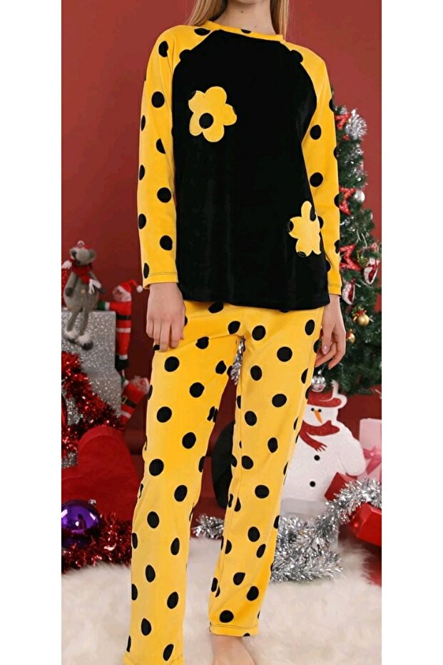Velvet Pajama Set Yellow Green