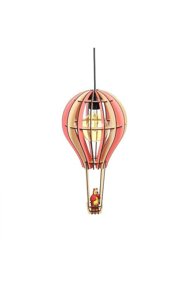 Çocuk Genç Odası Için Doğal Ahşap Mdf 3d Puzzle Lazer Uçan Balon Avize - Biblo Ampul Dahil Değildir - 7