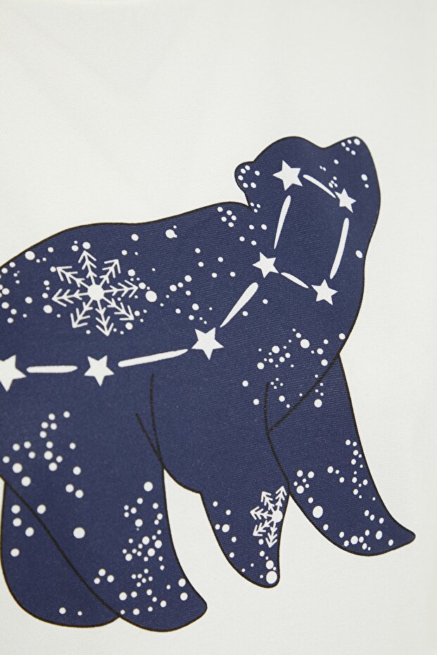 Çok Renkli %100 Pamuklu Yıldız Desenli Örme Pijama Takımı THMAW21PT0241 - 8