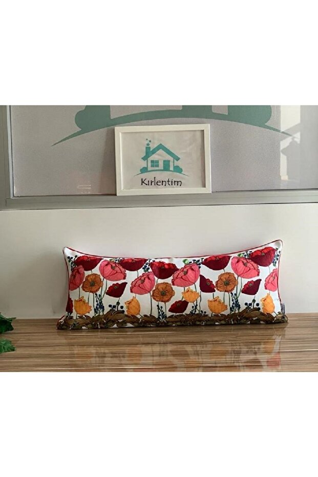H1018-3080 White Background Digital Printed Double Sided Patterned Throw Pillow Cover with Piping Edges - 1