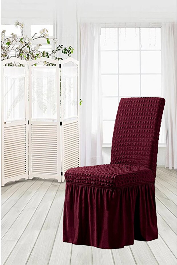 Bashtugh Chair Cover Wrapped Skirt Elastic Washable Standard Chair Cover 6 Pieces,