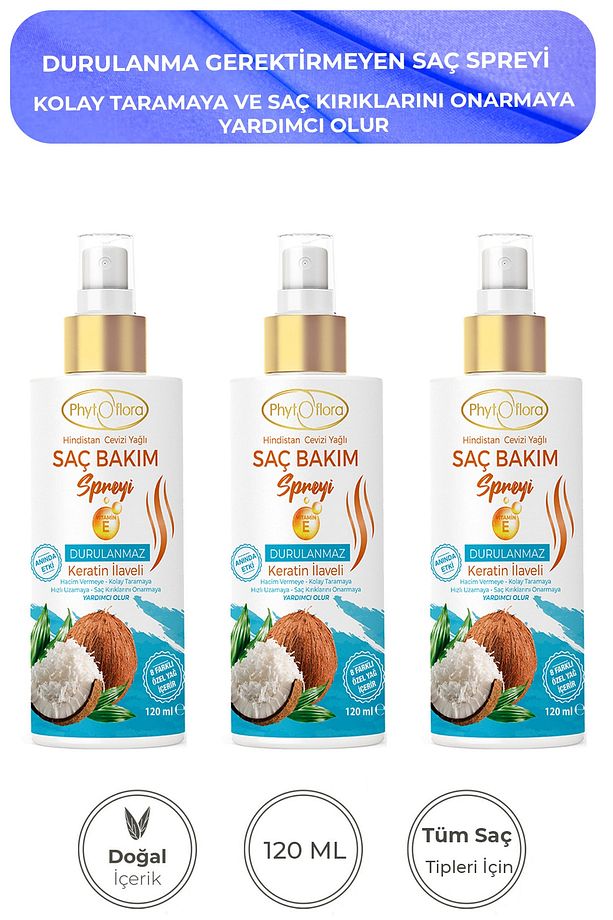3 Adet Yıpranmış Kuru Saçlar Için Kolay Tarama Spreyi & Kırık Uç Onarıcı Saç Bakım Spreyi 120 ml - 1