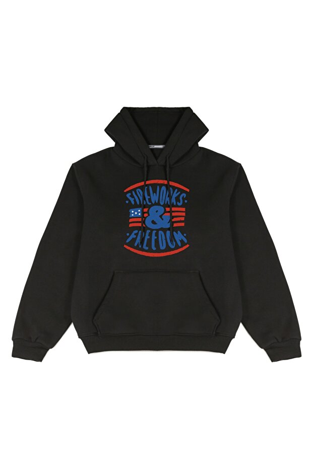 Freedom Printed Oversize Hooded Sweatshirt