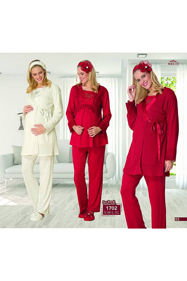 1702 Maternity Knitwear Hair Band with Dressing Gown Pjm