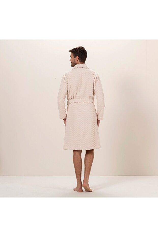 Zigzag Erkek Bornoz Bej - 4