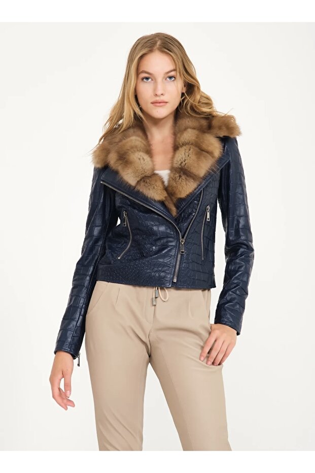 Lacivert Deri Ceket - 1