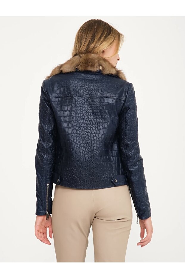 Lacivert Deri Ceket - 4