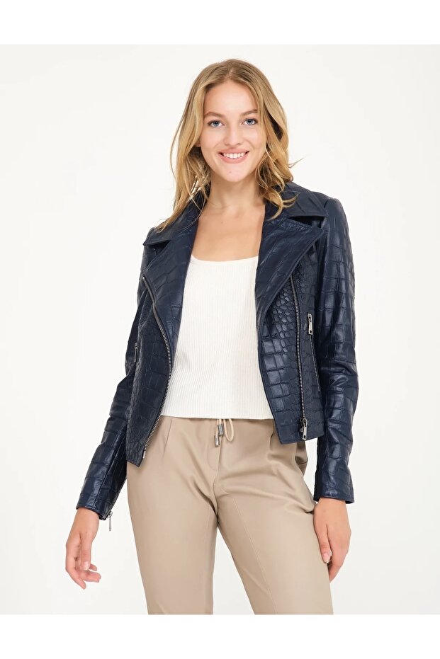Lacivert Deri Ceket - 7
