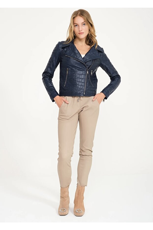 Lacivert Deri Ceket - 8