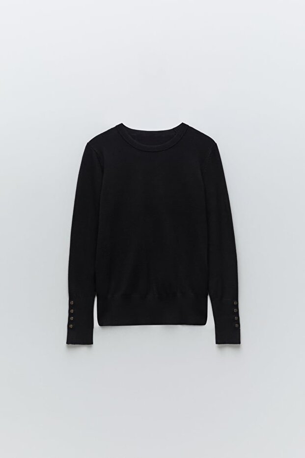 Basic Bisiklet Yaka Triko Kazak-siyah - 3