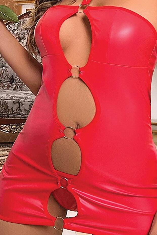 Fancy Leather Mini Dress - 5