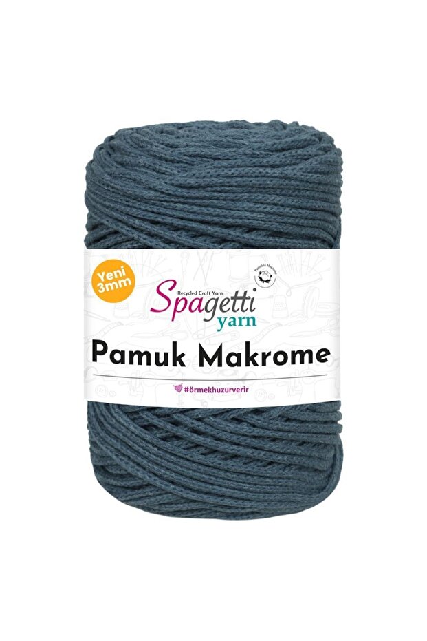 Cotton Macrame 3mm Denim Blue Hand Knitting Thread
