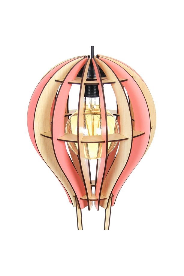 Çocuk Genç Odası Için Doğal Ahşap Mdf 3d Puzzle Lazer Uçan Balon Avize - Biblo Ampul Dahil Değildir - 4