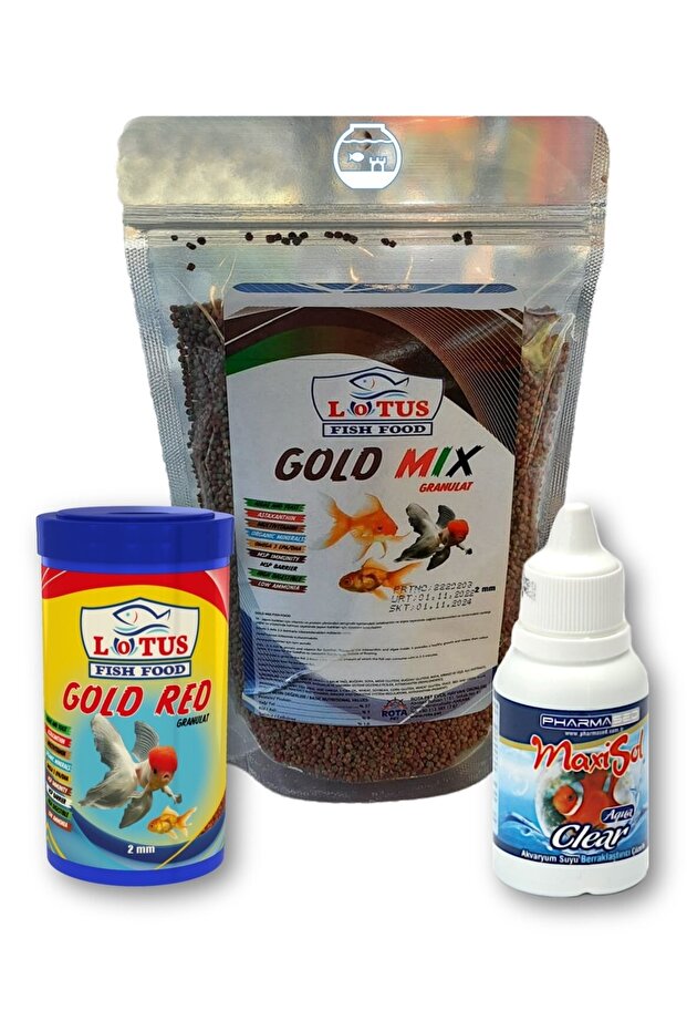 Japon Balığı Yem Ve Berraklaştırıcı Seti  Gold Mix 250gr Ve Red 100ml - 1