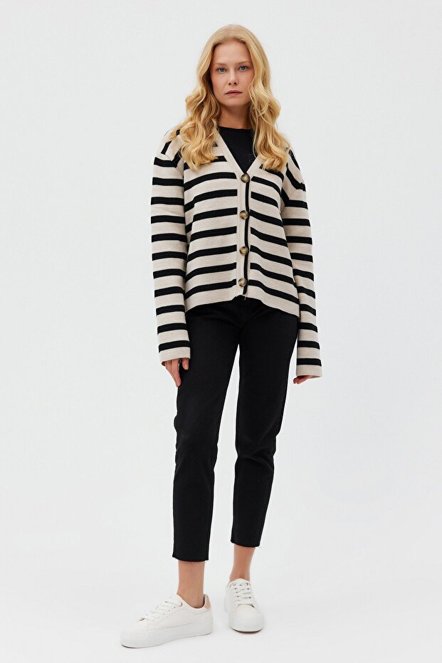 High Waist Dirty Leg Mom Fit Jean Trousers