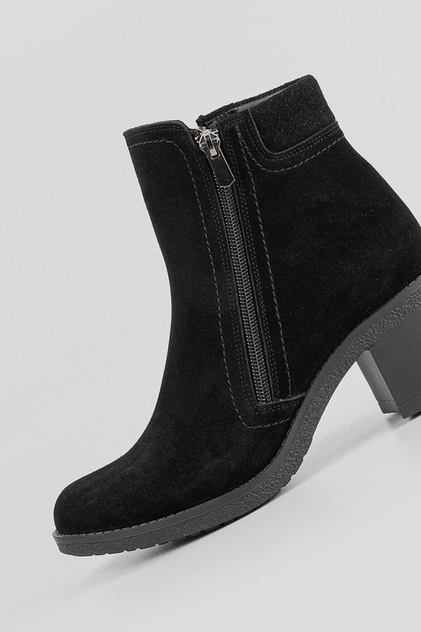Kadın Siyah Süet Hakiki Deri 35-40 Numara Bot & Bootie - 5