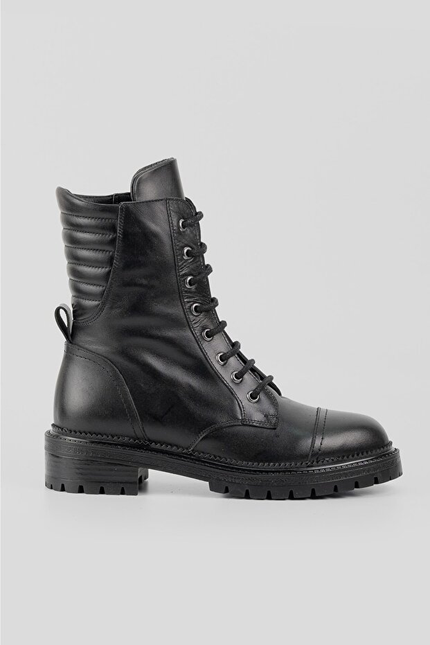 Women's Black Genuine Leather Lace-up Boots & Booties Size 35-41
