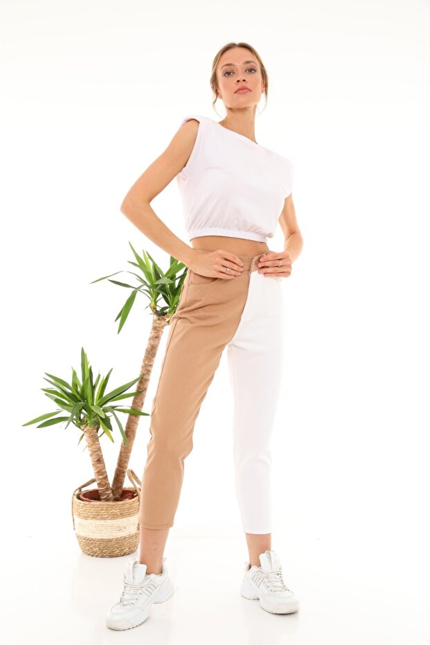 Double Color Block Boyfriend Jeans