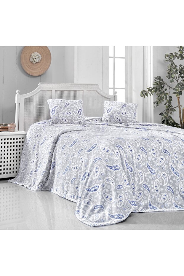 Bambu Baskılı Yatak Örtüsü Çift/h-204559-peony Gre - 1